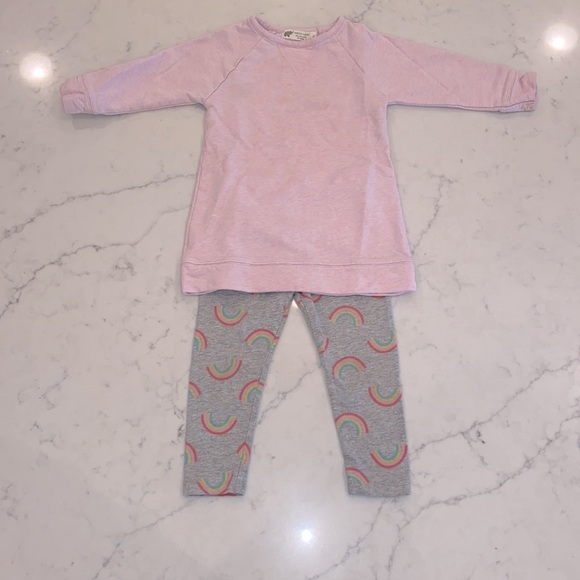 Monica + Andy Pink Heather Tunic/ Gap Rainbow Leggings Play Set (2T) - Picture 2 of 7